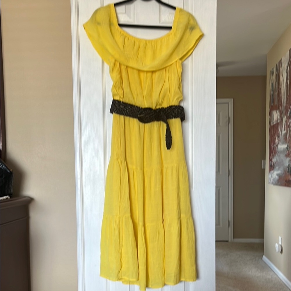 Tacera Yellow Midi Off The Shoulder Sundress Sz M